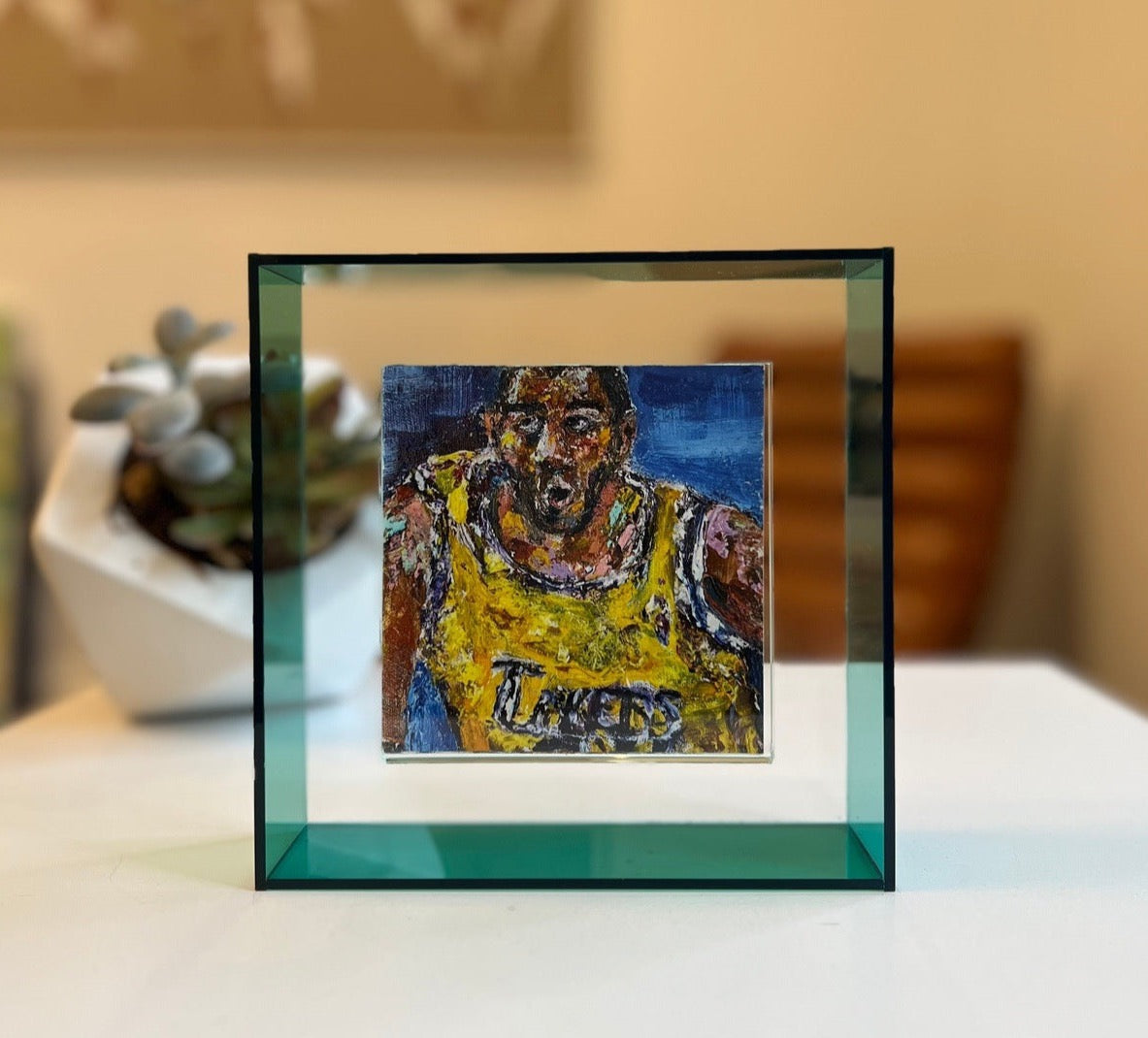 KPalm Fine Art Magic Johnson print in a turquoise acrylic frame