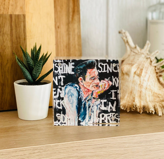 KPalm Fine Art Johnny Cash Rock Block