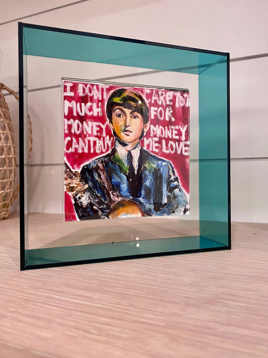 KPalm Fine Art Paul McCartney print in a turquoise acyrlic frame