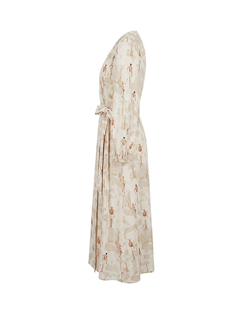Wildflower Beach Linen Wrap Dress