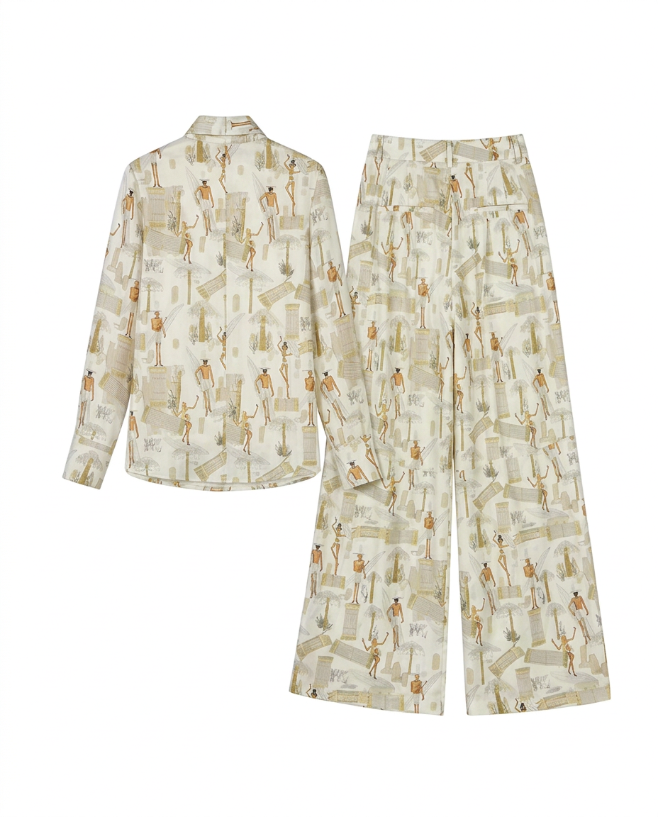 Wildflower Beach Silk Blouse & Pant Set