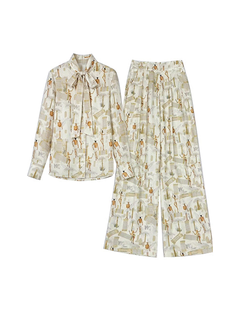 Wildflower Beach Silk Blouse & Pant Set