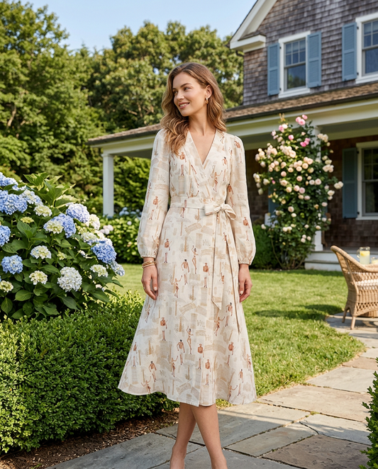 Wildflower Beach Linen Wrap Dress