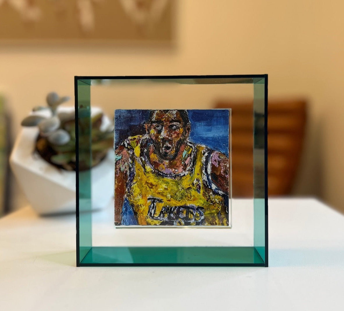 KPalm Fine Art Magic Johnson print in a turquoise acrylic frame 